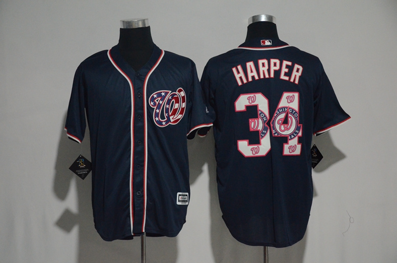 2017 MLB Washington Nationals #34 Harper Blue Fashion Edition Jerseys->toronto blue jays->MLB Jersey